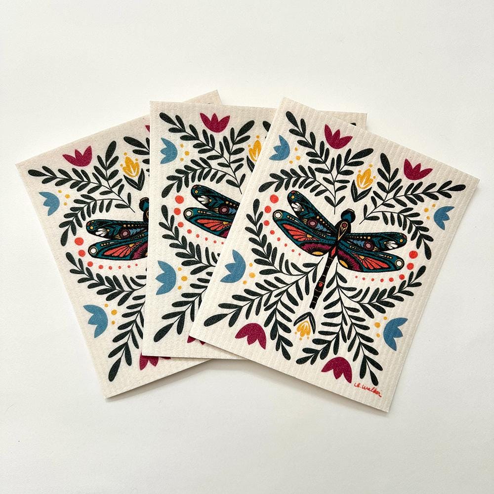 Dragonfly Swedish Dishcloth