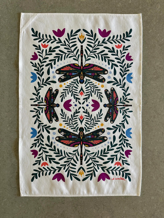 Dragonfly Gift Set - Tea Towel & Swedish Dishcloth