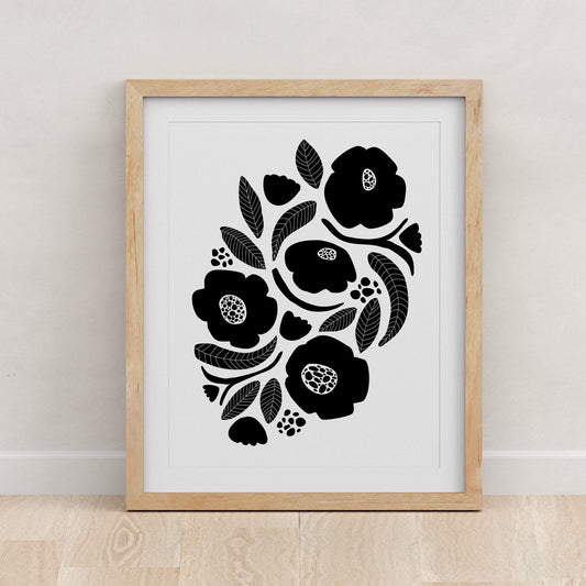 Black and White Floral - Fine Art Print