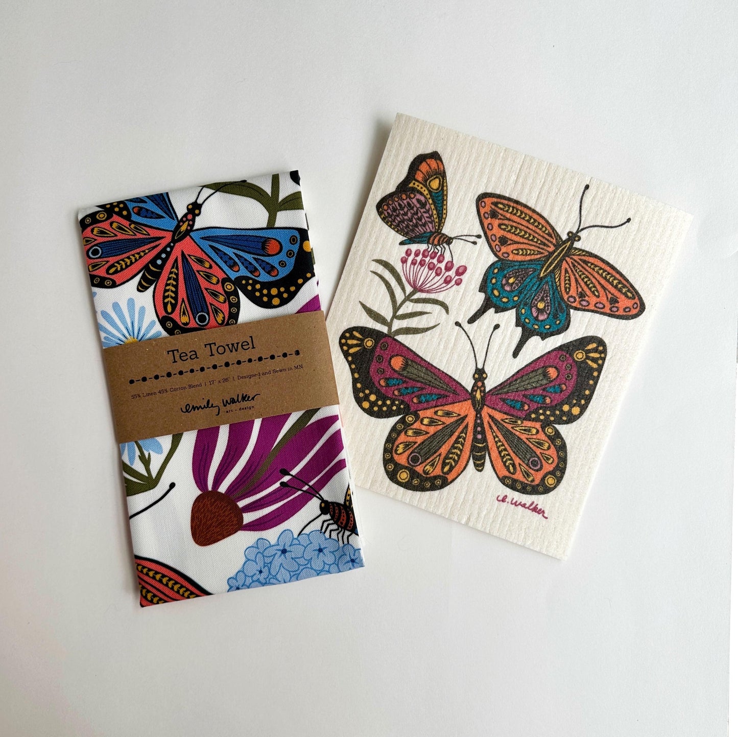 Butterfly Gift Set - Tea Towel & Swedish Dishcloth