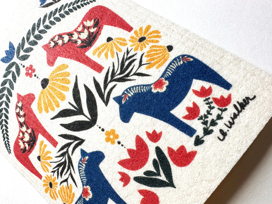 Dala Horse Swedish Dishcloth