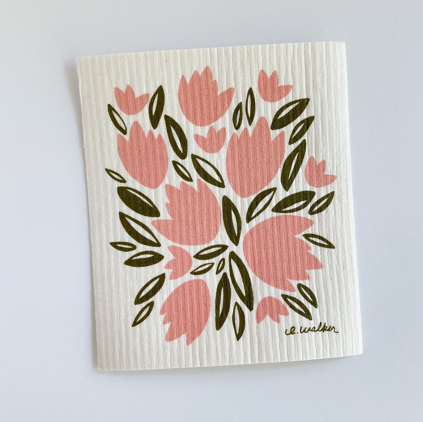 Pink Tulips Swedish Dishcloth