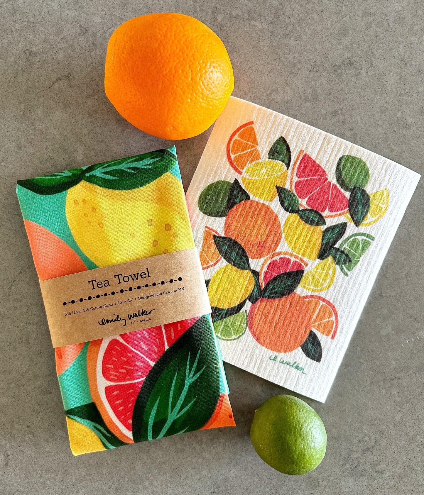 Citrus Gift Set - Tea Towel & Swedish Dishcloth