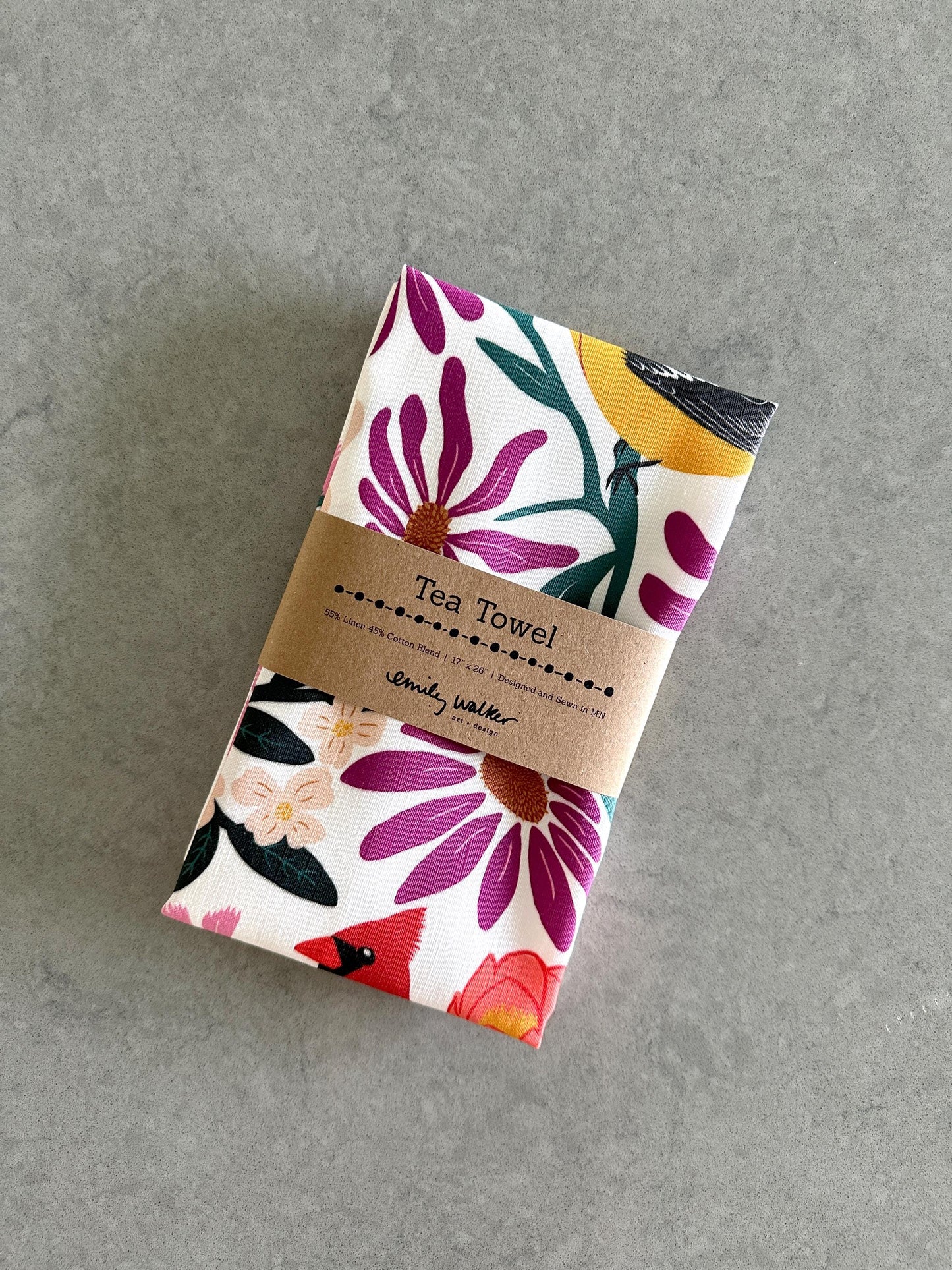 Birds and Blossoms Premium Tea Towel