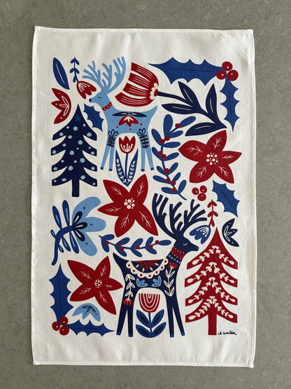 Reindeer Premium tea towel