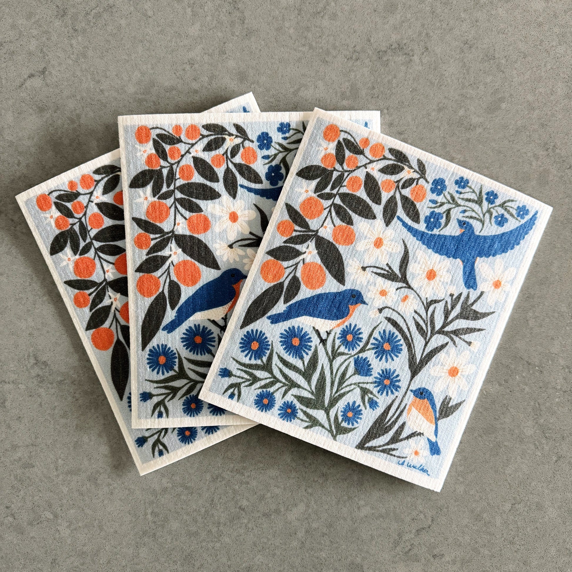 3 bluebird swedish dishcloths