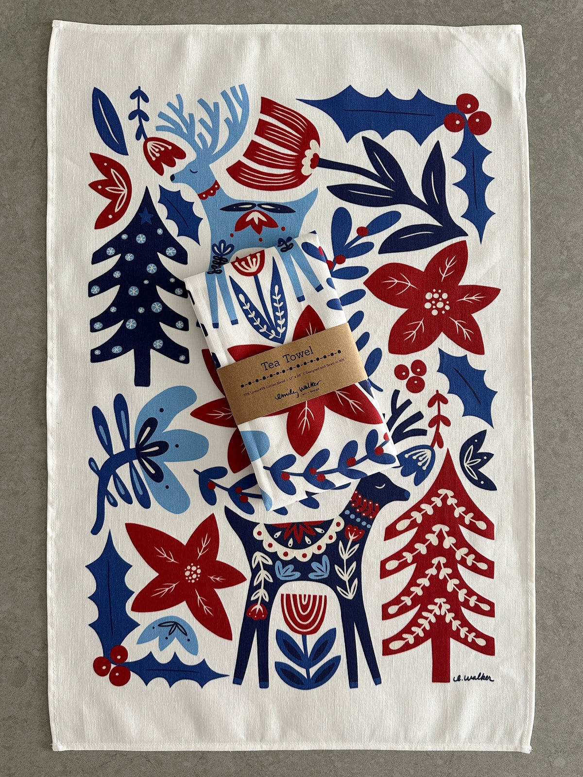 Reindeer Premium tea towel