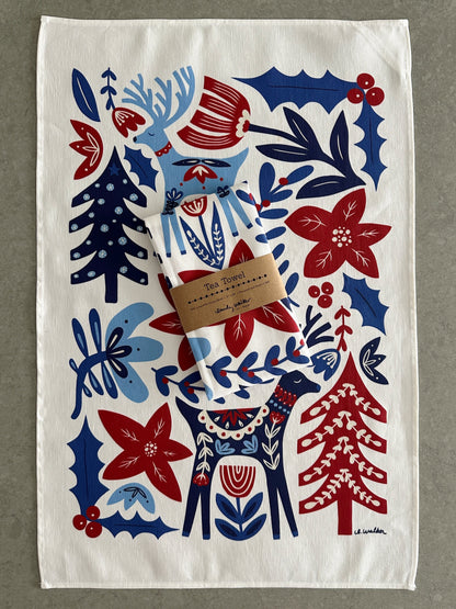 Reindeer Premium tea towel