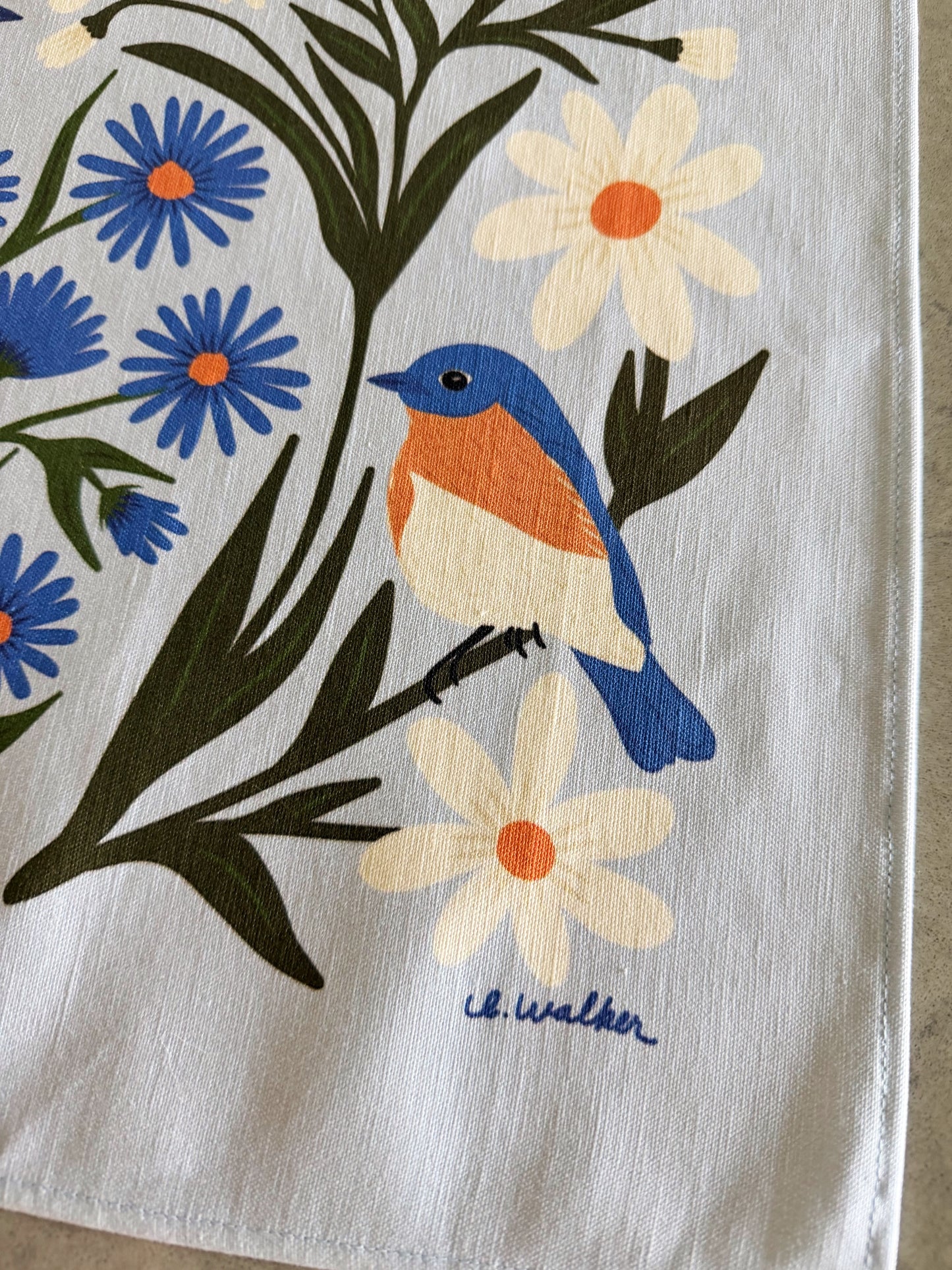 Bluebirds Premium Tea Towel