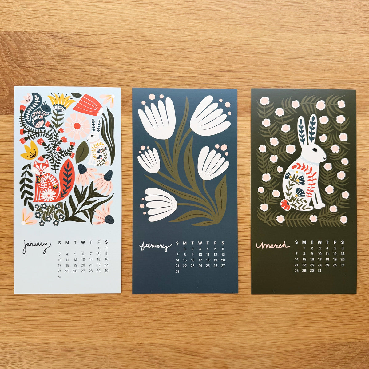 2027 desktop calendar - showing months January, February and March
