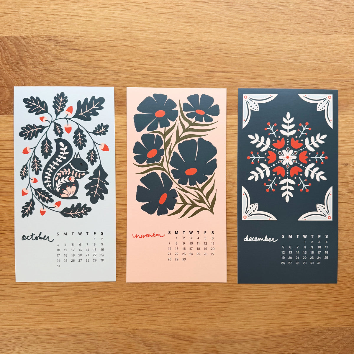 2027 desktop calendar - showing months October, November and December