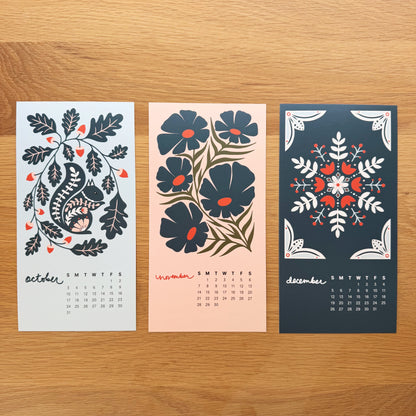 2027 desktop calendar - showing months October, November and December