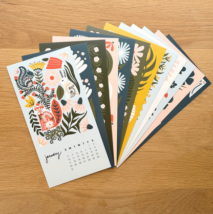 2027 desktop calendar - showing all the months fanned out.