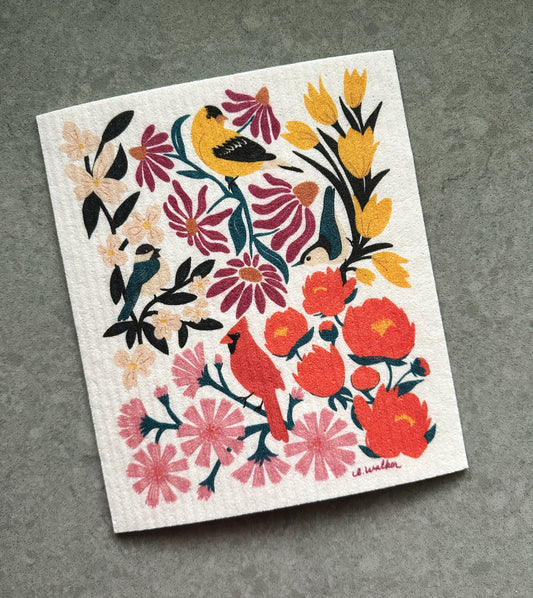 Birds & Blossoms Swedish Dishcloth