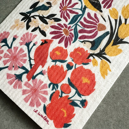 Birds & Blossoms Swedish Dishcloth