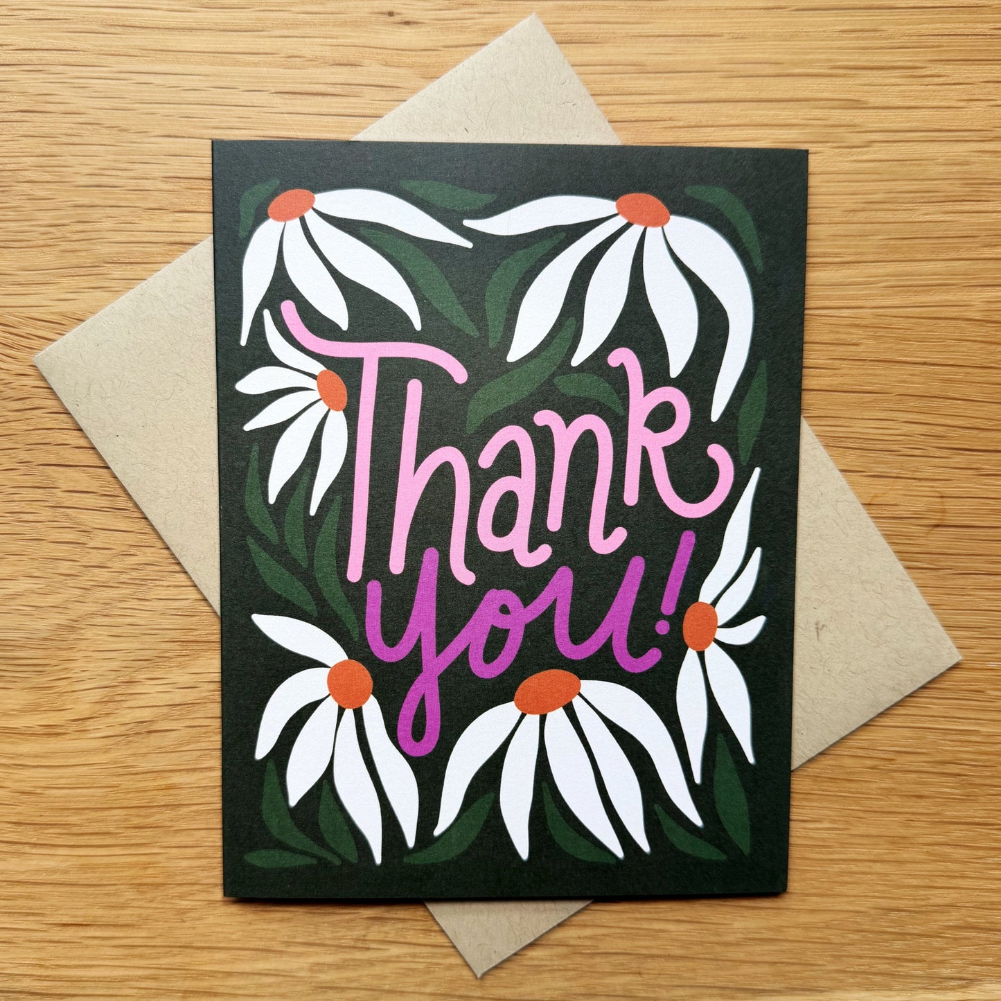 Thank you card with coneflower design