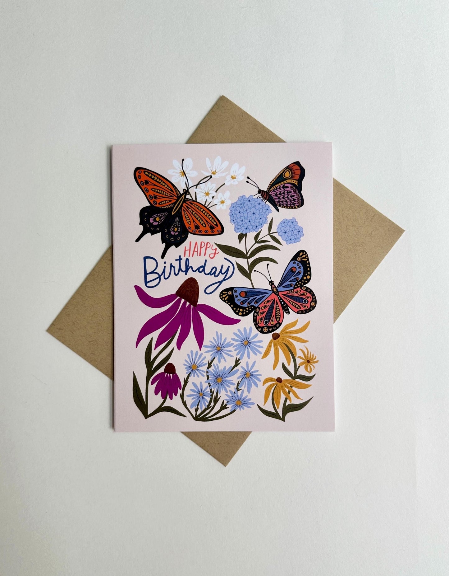 Butterfly Floral Happy Birthday Card