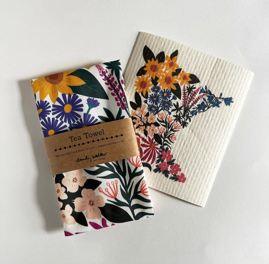 Minnesota Florals Gift Set - Tea Towel & Swedish Dishcloth