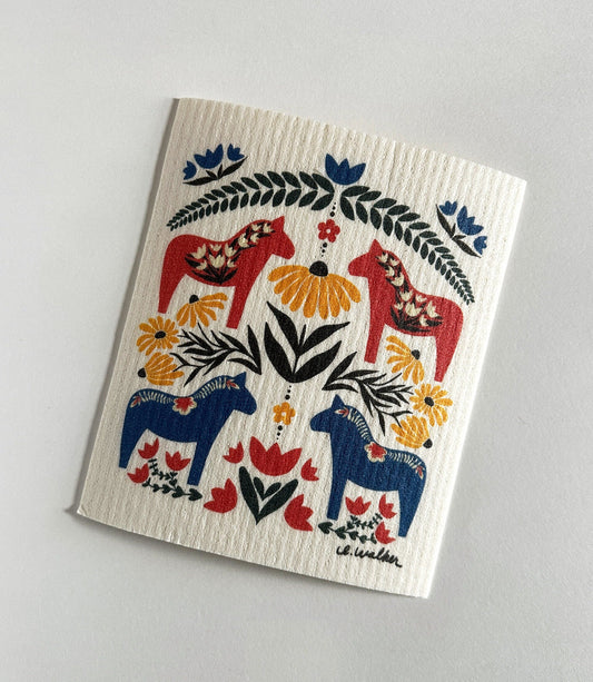 Dala Horse Swedish Dishcloth