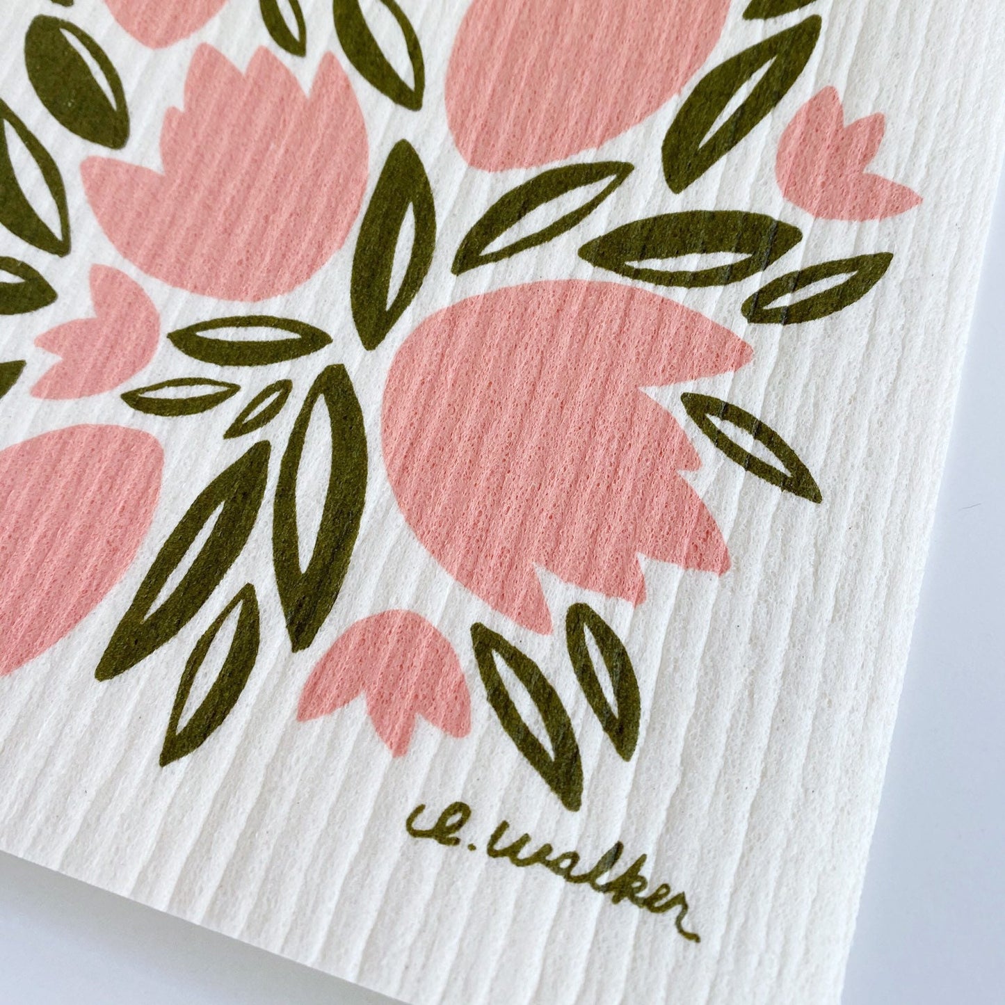 Pink Tulips Swedish Dishcloth